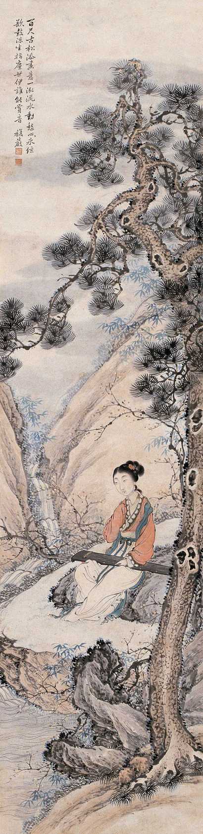 沈燧 赏音图 立轴